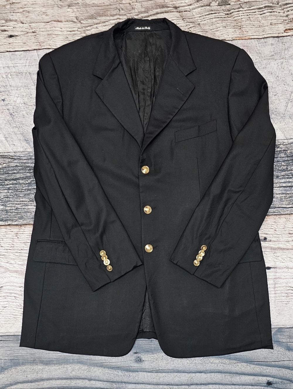Pal Zileri Blazer Sport Jacket Made In Italy Men's Size US 48 Black & Gold